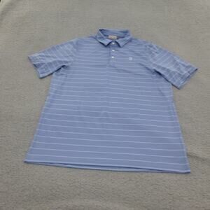 KJUS Shirt Mens XL Polo Golf Blue Striped Performance Short Sleeve Stretch